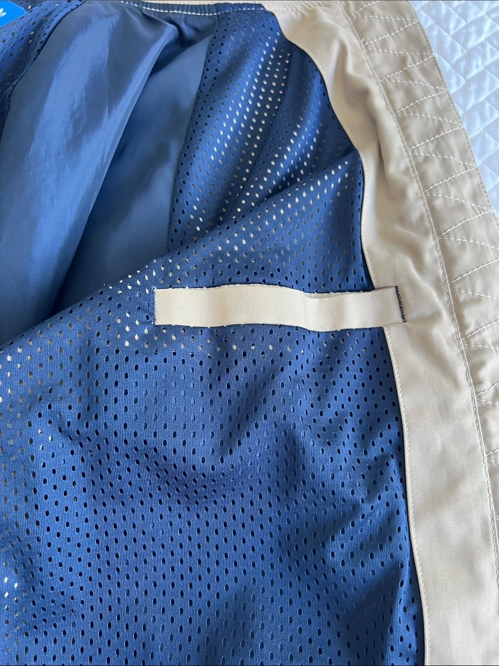 adidas Beige Lightweight Bomber Jacket with Navy Logo
